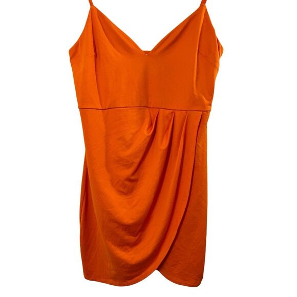 NWOT Superdown Orange Sleeveless Wrap Mini Dress Size S V-neck Spaghetti Strap - Picture 8 of 9